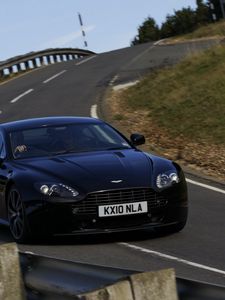 Preview wallpaper aston martin, v8, 2010, black, front view, style, track