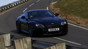 Preview wallpaper aston martin, v8, 2010, black, front view, style, track