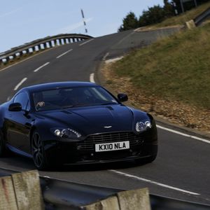 Preview wallpaper aston martin, v8, 2010, black, front view, style, track