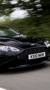 Preview wallpaper aston martin, v8, 2010, black, side view, cars, speed