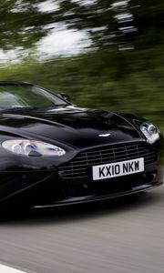 Preview wallpaper aston martin, v8, 2010, black, side view, cars, speed