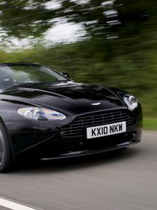 Preview wallpaper aston martin, v8, 2010, black, side view, cars, speed