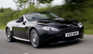 Preview wallpaper aston martin, v8, 2010, black, side view, cars, speed