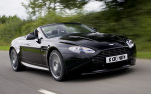 Preview wallpaper aston martin, v8, 2010, black, side view, cars, speed