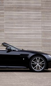 Preview wallpaper aston martin, v8, 2010, black, side view, style, asphalt