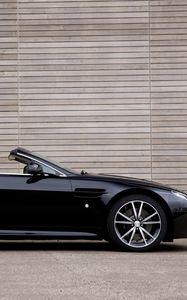 Preview wallpaper aston martin, v8, 2010, black, side view, style, asphalt