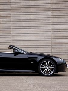 Preview wallpaper aston martin, v8, 2010, black, side view, style, asphalt