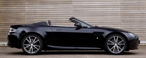 Preview wallpaper aston martin, v8, 2010, black, side view, style, asphalt