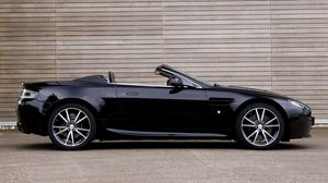 Preview wallpaper aston martin, v8, 2010, black, side view, style, asphalt