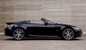 Preview wallpaper aston martin, v8, 2010, black, side view, style, asphalt