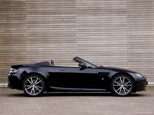 Preview wallpaper aston martin, v8, 2010, black, side view, style, asphalt