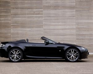 Preview wallpaper aston martin, v8, 2010, black, side view, style, asphalt