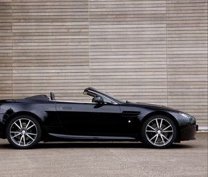 Preview wallpaper aston martin, v8, 2010, black, side view, style, asphalt