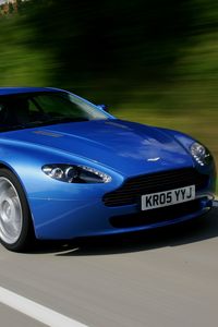 Preview wallpaper aston martin v8 vantage, 2005, blue, front view, style, asphalt