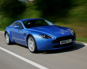 Preview wallpaper aston martin v8 vantage, 2005, blue, front view, style, asphalt
