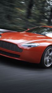 Preview wallpaper aston martin v8 vantage, 2008, red, front view, speed, trees