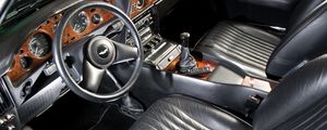 Preview wallpaper aston martin, v8, vantage, 1986, black, salon, interior, steering wheel, speedometer