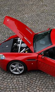 Preview wallpaper aston martin, v8, vantage, 2008, red, top view, style, auto