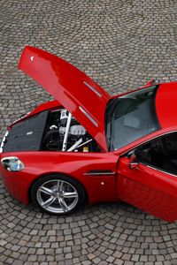 Preview wallpaper aston martin, v8, vantage, 2008, red, top view, style, auto