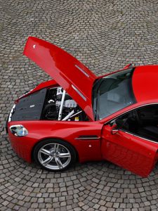 Preview wallpaper aston martin, v8, vantage, 2008, red, top view, style, auto