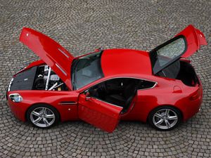 Preview wallpaper aston martin, v8, vantage, 2008, red, top view, style, auto