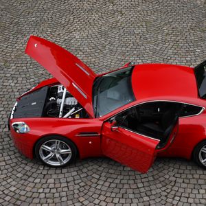 Preview wallpaper aston martin, v8, vantage, 2008, red, top view, style, auto