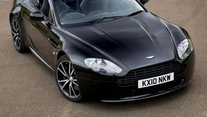 Preview wallpaper aston martin, v8, vantage, 2010, black, front view, car, asphalt