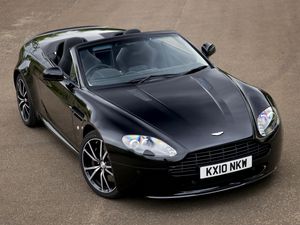 Preview wallpaper aston martin, v8, vantage, 2010, black, front view, car, asphalt