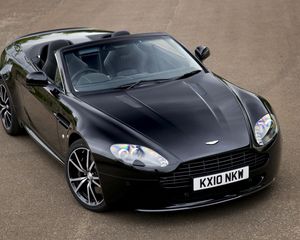 Preview wallpaper aston martin, v8, vantage, 2010, black, front view, car, asphalt