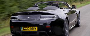 Preview wallpaper aston martin, v8, vantage, 2010, black, rear view, road, speed