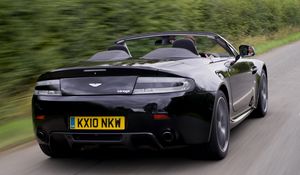 Preview wallpaper aston martin, v8, vantage, 2010, black, rear view, road, speed