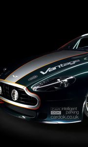 Preview wallpaper aston martin, v8, vantage, 2009, blue, front view, cars, sports