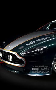 Preview wallpaper aston martin, v8, vantage, 2009, blue, front view, cars, sports