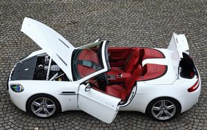 Preview wallpaper aston martin, v8, vantage, 2008, white, top view, car, cabriolet