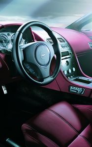 Preview wallpaper aston martin, v8, vantage, 2005, salon, interior, steering wheel, speedometer