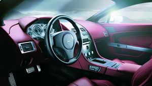 Preview wallpaper aston martin, v8, vantage, 2005, salon, interior, steering wheel, speedometer