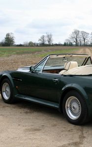 Preview wallpaper aston martin, v8, vantage, 1987, green, side view, cabriolet, nature