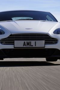 Preview wallpaper aston martin, v8, vantage, 2011, white, front view, car, asphalt