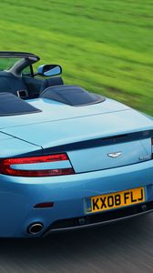 Preview wallpaper aston martin, v8, vantage, 2008, blue, rear view, style, speed