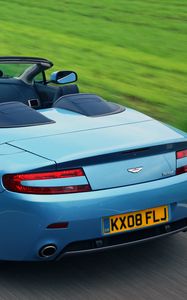 Preview wallpaper aston martin, v8, vantage, 2008, blue, rear view, style, speed