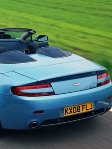 Preview wallpaper aston martin, v8, vantage, 2008, blue, rear view, style, speed