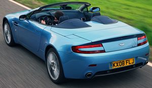 Preview wallpaper aston martin, v8, vantage, 2008, blue, rear view, style, speed