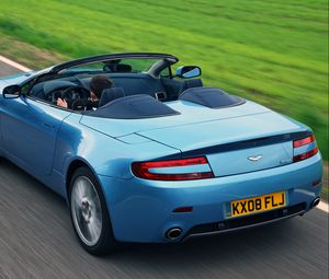 Preview wallpaper aston martin, v8, vantage, 2008, blue, rear view, style, speed