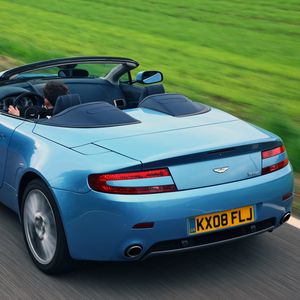 Preview wallpaper aston martin, v8, vantage, 2008, blue, rear view, style, speed