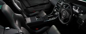 Preview wallpaper aston martin, v8, vantage, 2011, black, salon, interior, steering wheel, speedometer