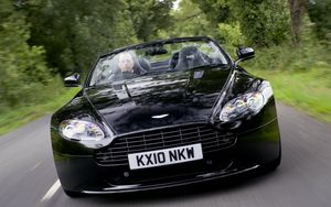 Preview wallpaper aston martin, v8, vantage, 2010, black, front view, style, nature