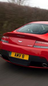 Preview wallpaper aston martin, v8, vantage, 2012, red, rear view, car, speed