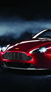 Preview wallpaper aston martin, v8, vantage, 2012, red, side view, style, reflection