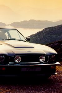 Preview wallpaper aston martin, v8, vantage, 1977, blue, front view, cars, nature