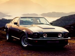 Preview wallpaper aston martin, v8, vantage, 1977, blue, front view, cars, nature